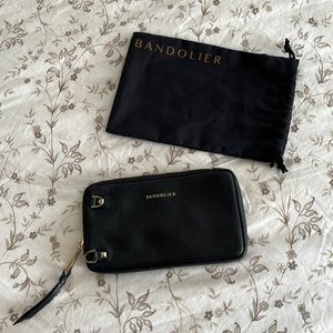 Bandolier Black Leather Expanded Zip Pouch